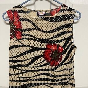 Black and Red Floral Sleeveless Top